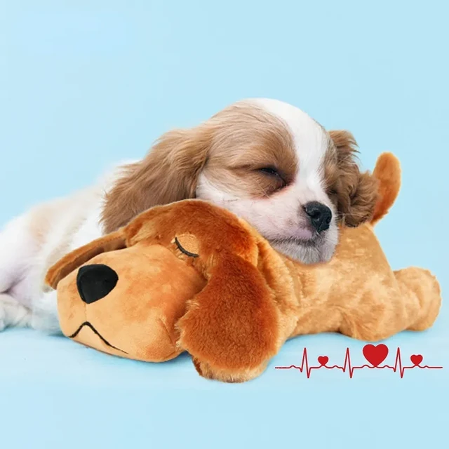 Dog Heartbeat Toy for Puppy Anxiety Relief, Heartbeat Stuffed Animal  Heartbeat Plush Toy for Small, Medium, and Large Dogs (Brown)