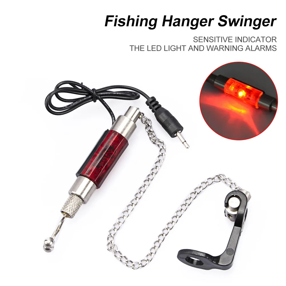 LED Illuminated Fish Bite Alarm Fishing Hanger Swinger Fishing Bite  Indicators Chain Hanger Fishing Tool Tackle Accessories