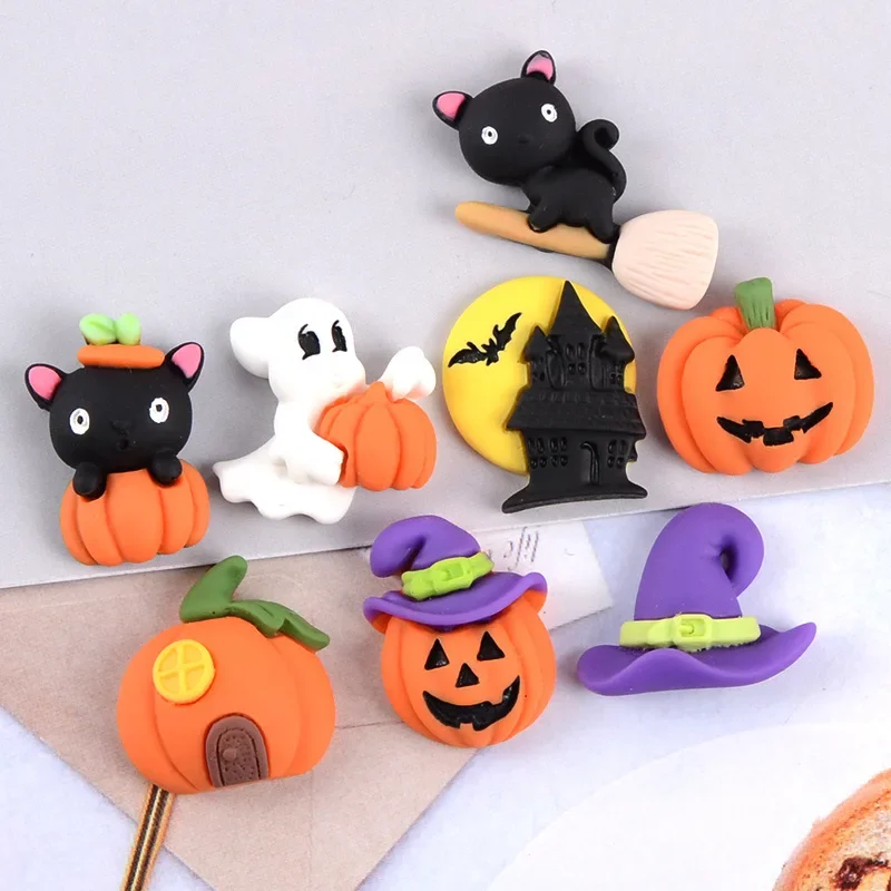 Resin Halloween Accessories Flat Back Cabochon Embellishments for Scrapbooking DIY Decoration Crafts Party Supplies 10Pcs