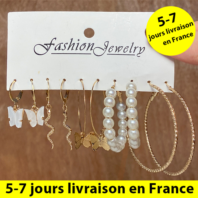 Bohemian Colorful Resin Acrylic Hoop Earrings Set For Women Trendy Gold Color Pearl Hoop Earrings Brincos Party Jewelry