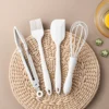 4 件/套 Silicone Baking Set Cake Cream Spatula Scraper Kitchen Household Egg Whisk Barbecue Oil Brush Food Clip Gadget Kitchen