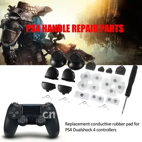 

Conductive Rubber Pad + Button + Spring + Screwdriver + Joystick Cap 20pc/ Sets For PS4 Dropshipping Handle Repair Parts
