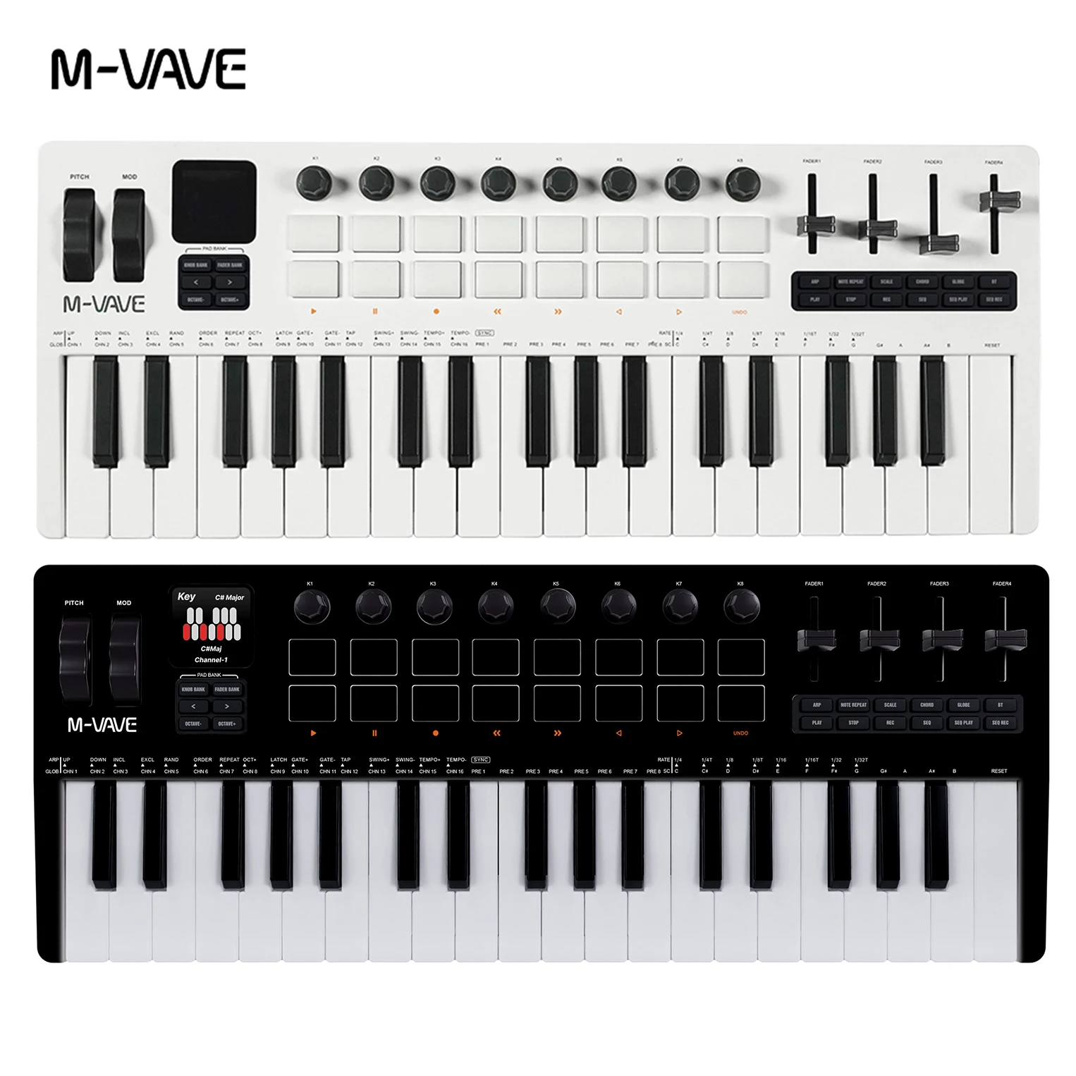 M-VAVE SMK 37 PRO 37 キー RGB MIDI キーボード 16 ドラムパッド音源