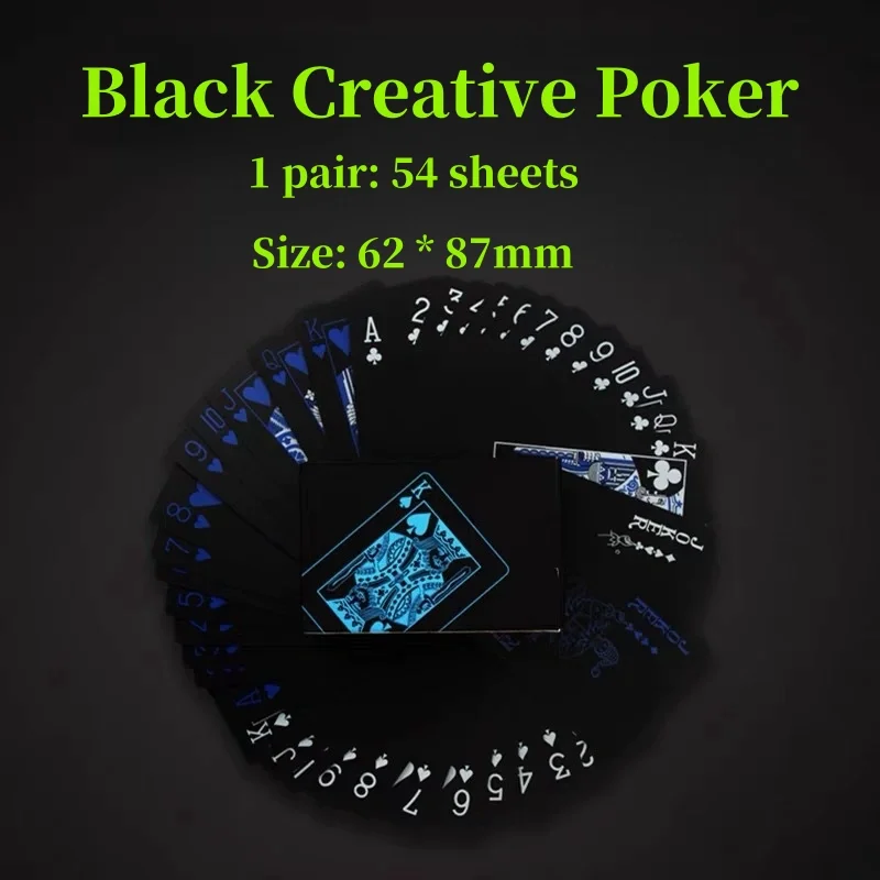 1 Set Black Foil Plated Poker Cards Waterproof Playing Card Limited Edition Collection Magic Poker Creative G playing cards,poker set