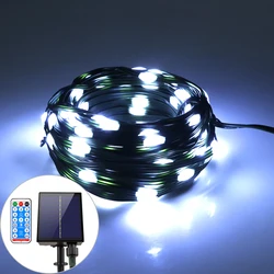 Elegant Leather LED Solar String Fairy Lights - 100M Waterproof Outdoor Garland with High - Power Solar Lamp - 100M 800LED (WHITE)