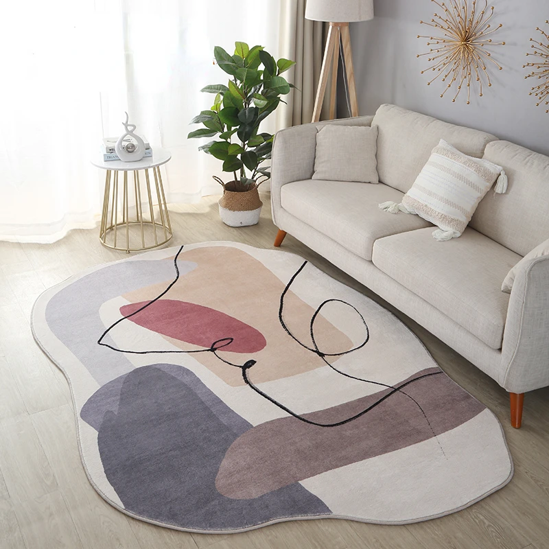 Irregular Imitation Cashmere Carpets Light Luxury Style Bedroom Carpet