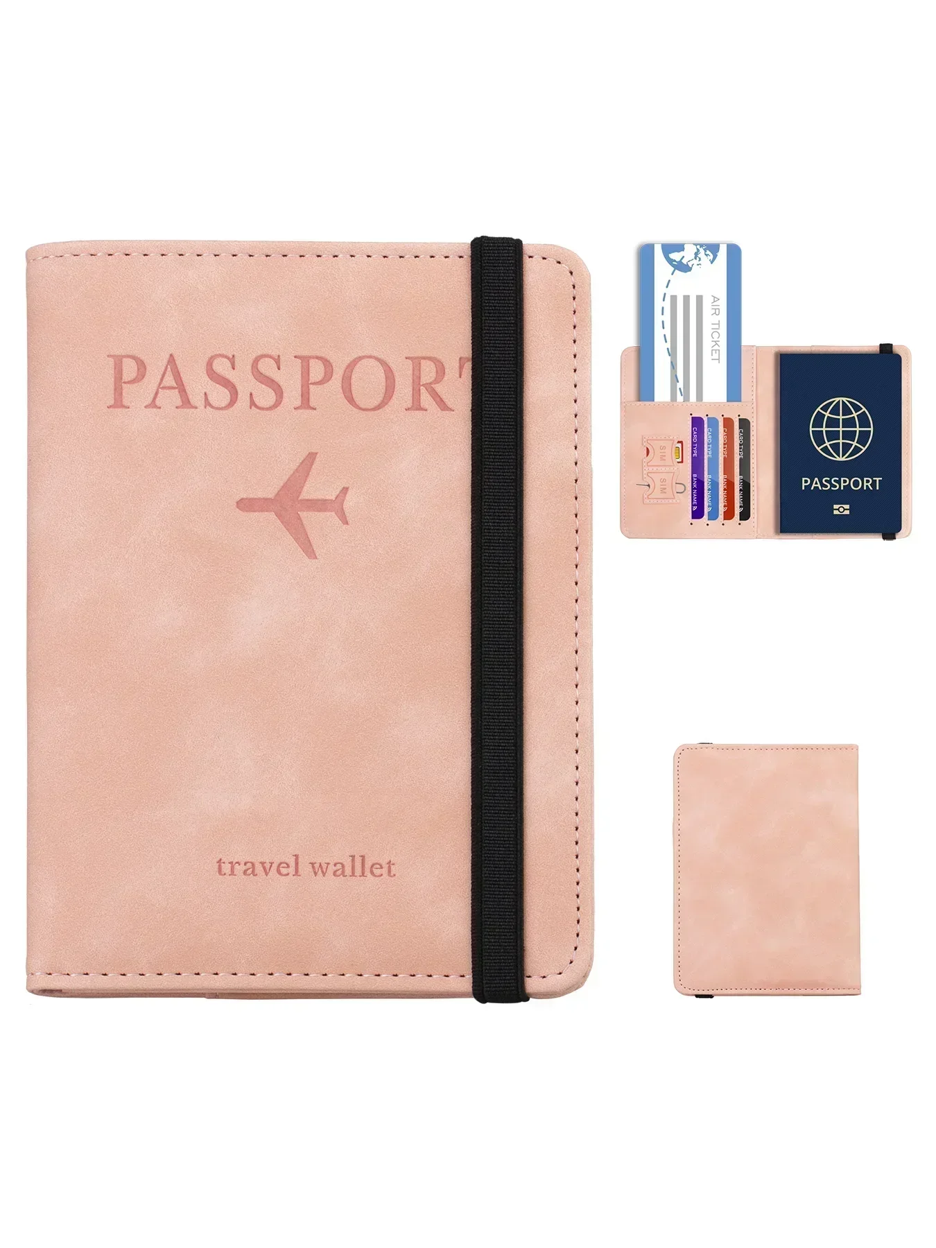RFID Blocking Leather Card Case Passport Holder Cover Wallet for Women Men, card holder