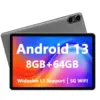 PRITOM TOUCH 10 Plus 10 Inch Android 13 Tablet, 8(4+4)GB+64GB 1TB Expand, WiFi 6, Dual Box Speakers, BT5.0, Google GMS, 2.0GHz 2