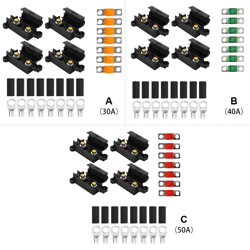 

4Pcs Car 1-in-1-out 12 24V Fuse Block Fuses Holder Box with Cover