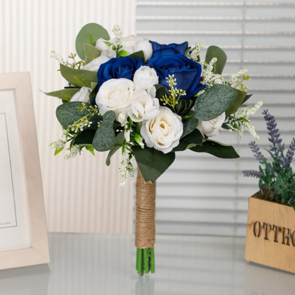 

Silk Flower Bridal Bouquet Reusable Imitation Rose Rope Wedding Flower Simulated Rose Holding Flowers