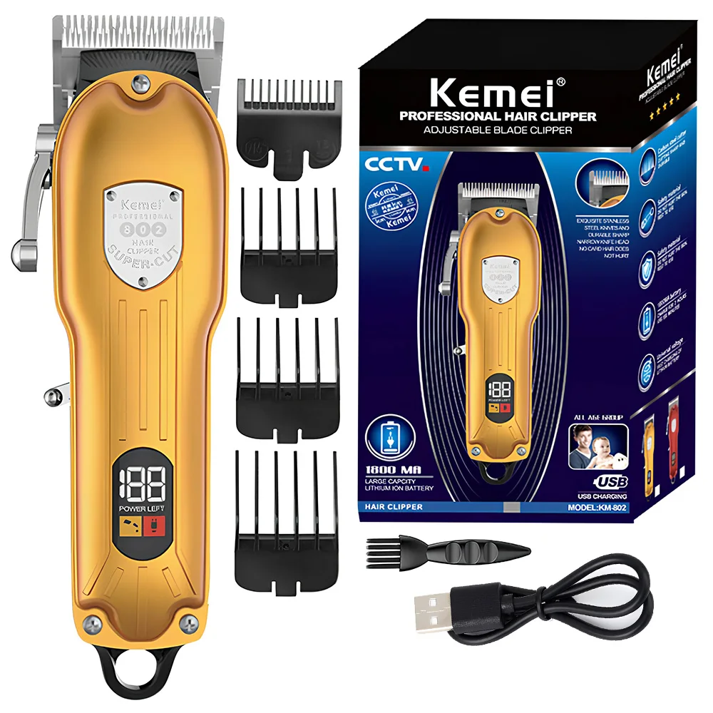 

Kemei 802 Professional Hair Clipper Adjustable Hair Trimmer For Men Barber Shop Electric Beard Haircut Machine Rechargeable