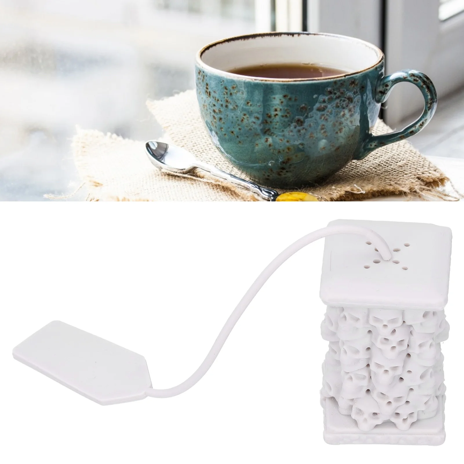 Loose Tea Bag Skull Shaped Tea Infuser Strainer Silicone Bag Leaf Filter Diffuser Kitchen Supplies Strainer Diffuser