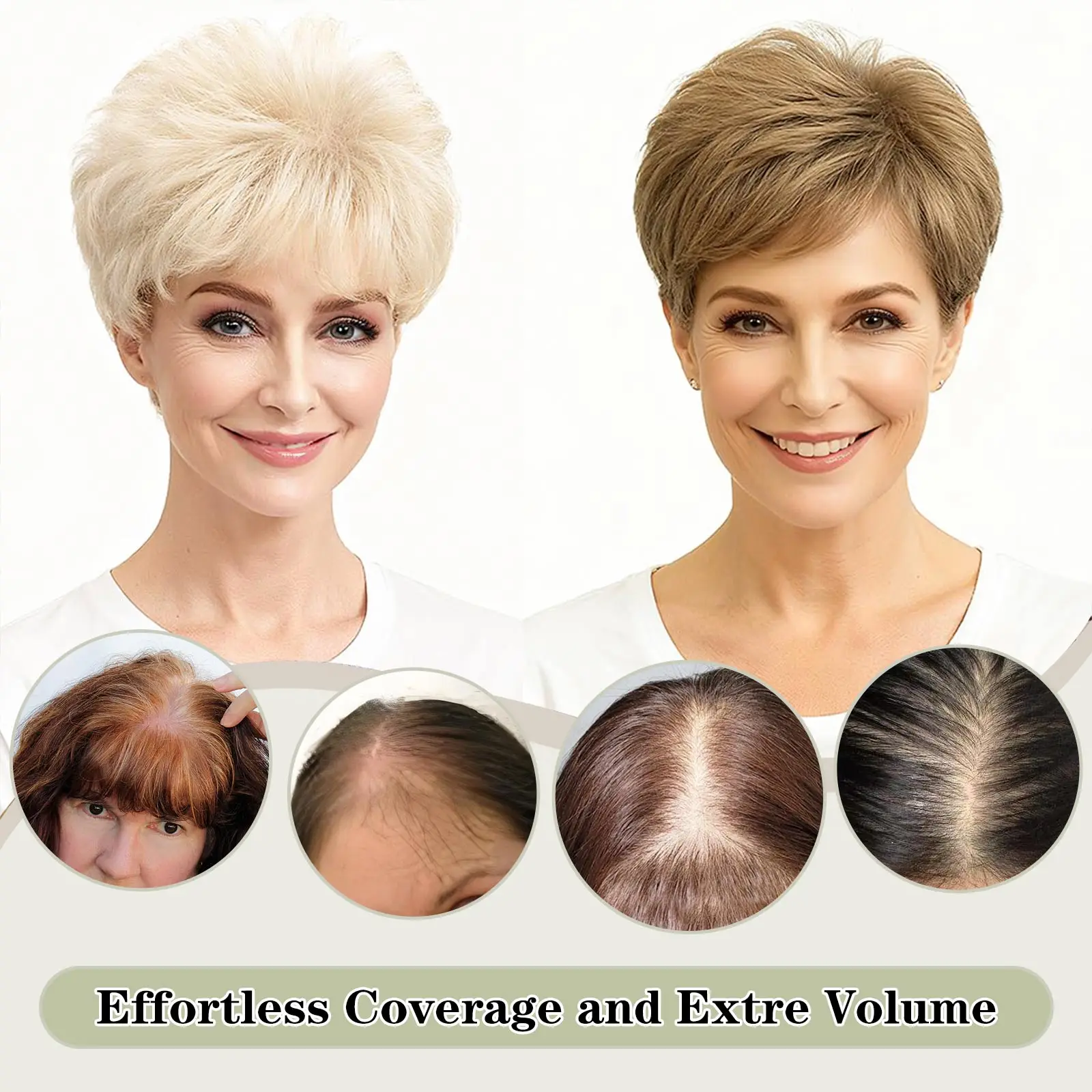 Synthetic Short Hair Topper for Thinning Hair Pixie Cut Natural Wave Texture Short Toppers Hair Pieces for Women and Men 5