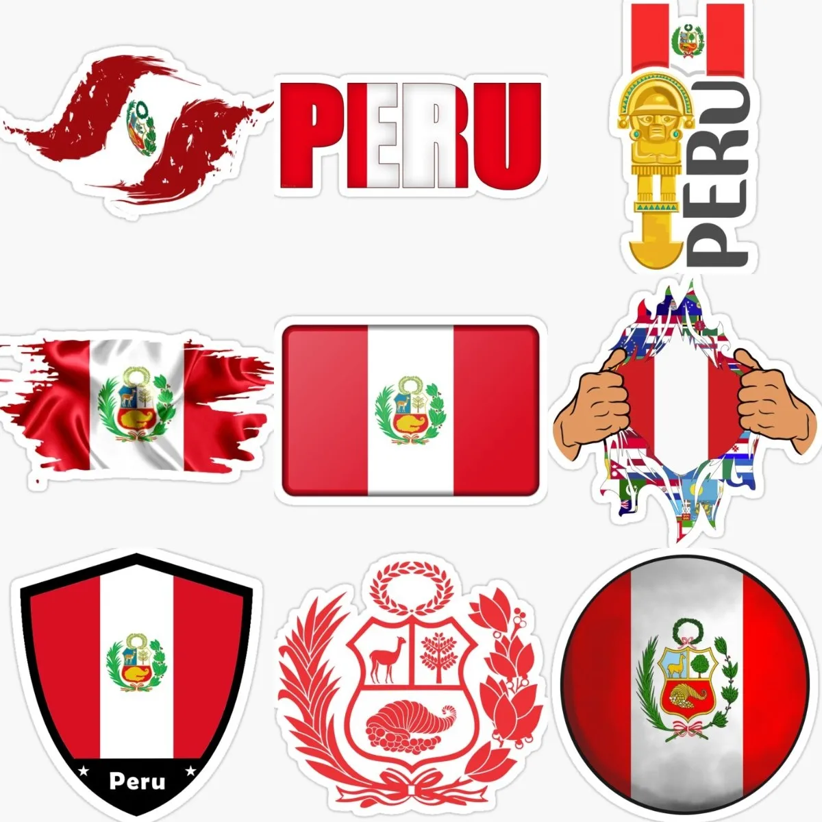 

Peru Flag Map National Emblem Creative Stickers Car Motorcycle Window Truck Wall Bumper Bicycle Room Table Helmet Off-road Decal