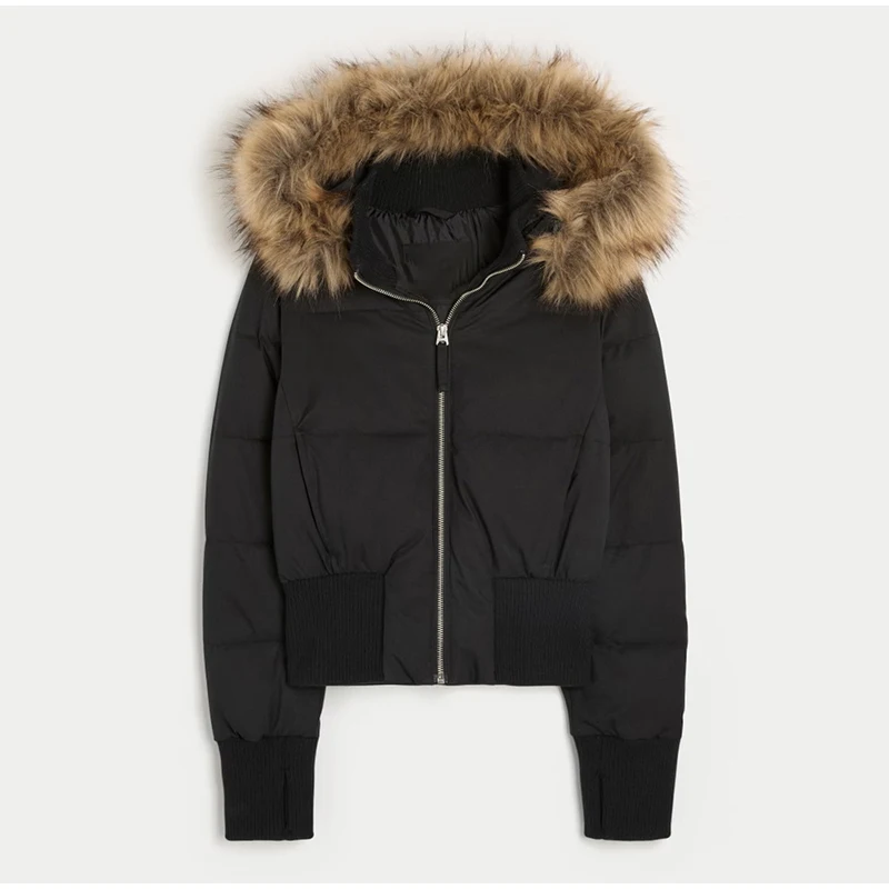 Mit kapuze Unten Jacke frauen Baumwolle Gefütterte Mäntel Zipper Volle Hülse Jacken Weibliche Herbst Winter Verdicken Streetwears2025 – Detail 4