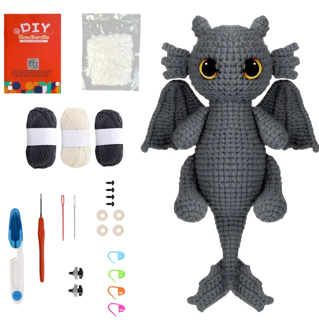 Crochet Kit for Beginners, Crocheting Dragon Kits with Step-by-Step Video Tutorials, Learn to Crochet Kits for Adults