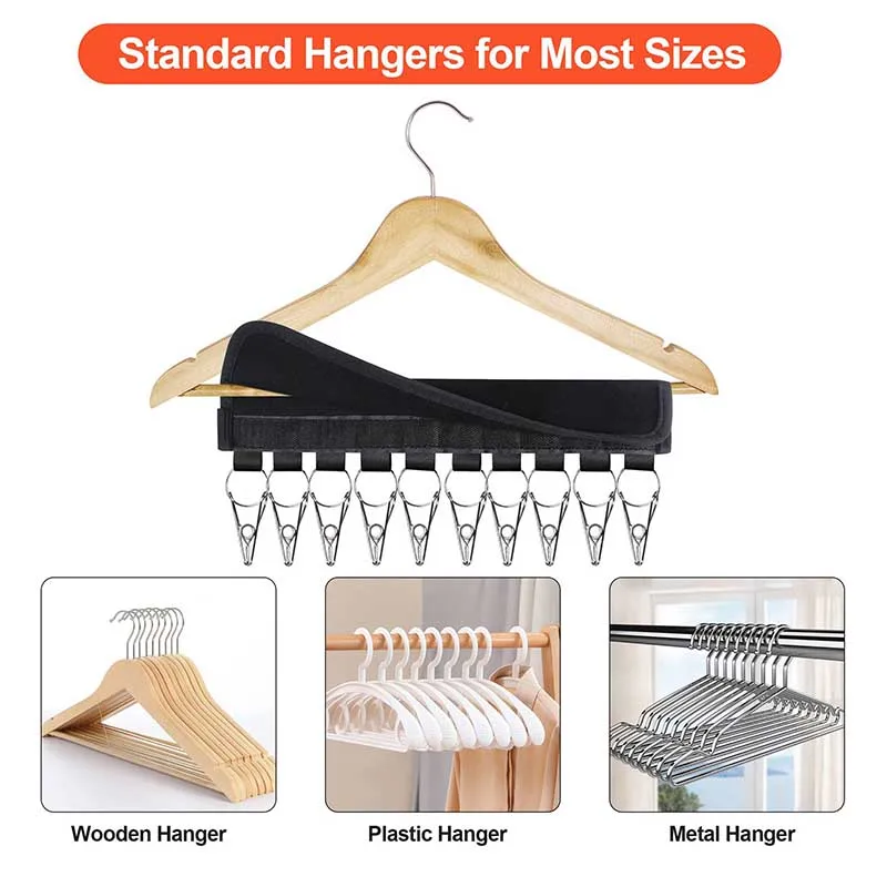 Multi Functional 10 Clips Baseball Cap Storage Rack Fabric Portable Organizer Clips Foldable Travel Coat Hat Holder Drying Hooks