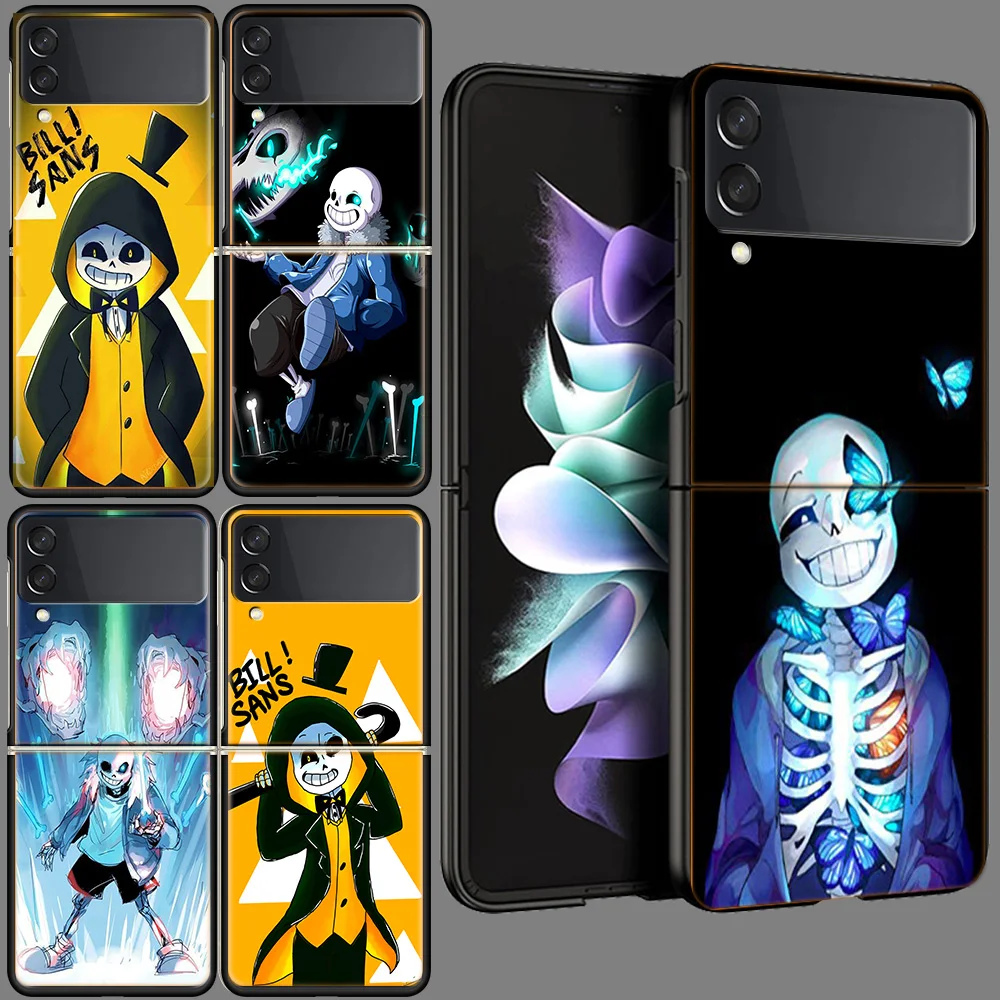 Undertale Sans Doggo Funda Per Samsung Galaxy Z Flip 5 3 4 5G Custodia Flip4 Flip3 Flip5 Black Hard Pc Shell Zflip5 Telefono Protettivo