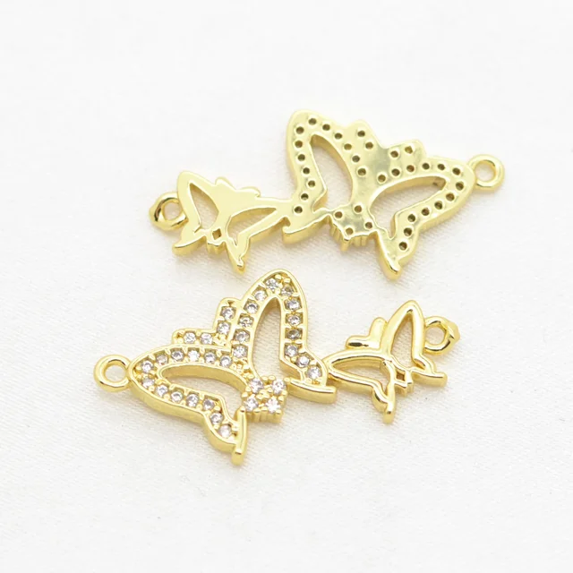찬란한 액세서리 제작을 위한 골드 컬러 커넥터: 지르콘 크리스탈 트리부터 나비 하트 눈까지