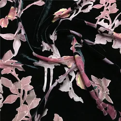 Spring and Summer High-Grade Silk Bottom Cloth Hollow Mulberry Silk Real Velvet Pleuche Cloth Skirt Cheongsam and Dress Fabric