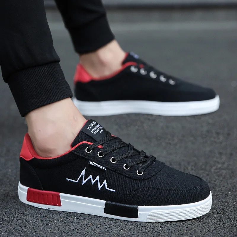 

New Men Fashion Sneakers Man Canvas Shoes Breathable Lace-up Mens Shoes Casual Loafers Student Run Shoes Man Spring Autumn