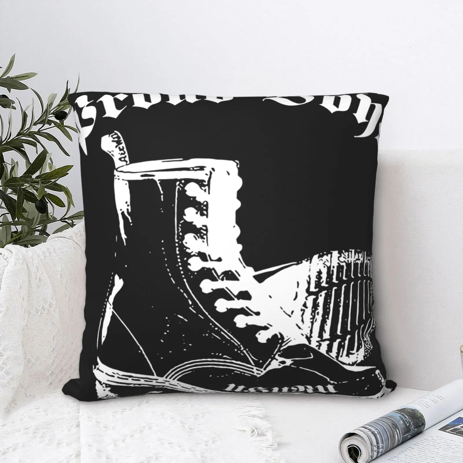 자랑스러운 소년 Dr Marten Broud 인기 베개 케이스, 폴리에스터 쿠션 커버 큰 베개 케이스 화이트 키즈 베개 케이스 흰색과 검정색 