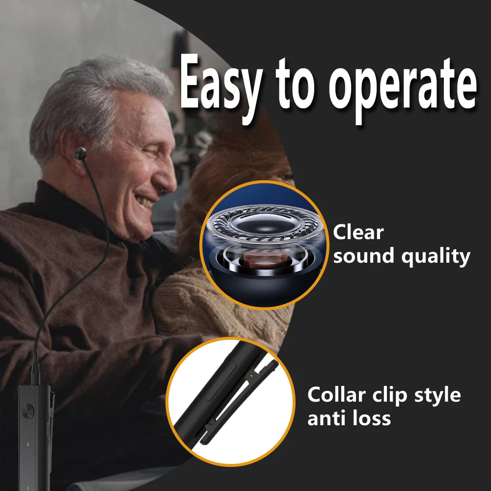 Hmnaga Noise Reduction Sound Amplifier for Elderly Rechargeable Adjustable Hearing Aid for Seniors Suppress Howling Easy Operate sound amplifier hearing aid