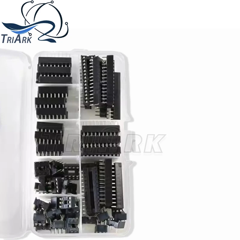 66PCS/lot with Box DIP IC Sockets Adaptor Solder Type Socket Kit 6 8 14 16 18 20 24 28 Pin DIP-6 DIP-8 DIP-14 IC Connector 4
