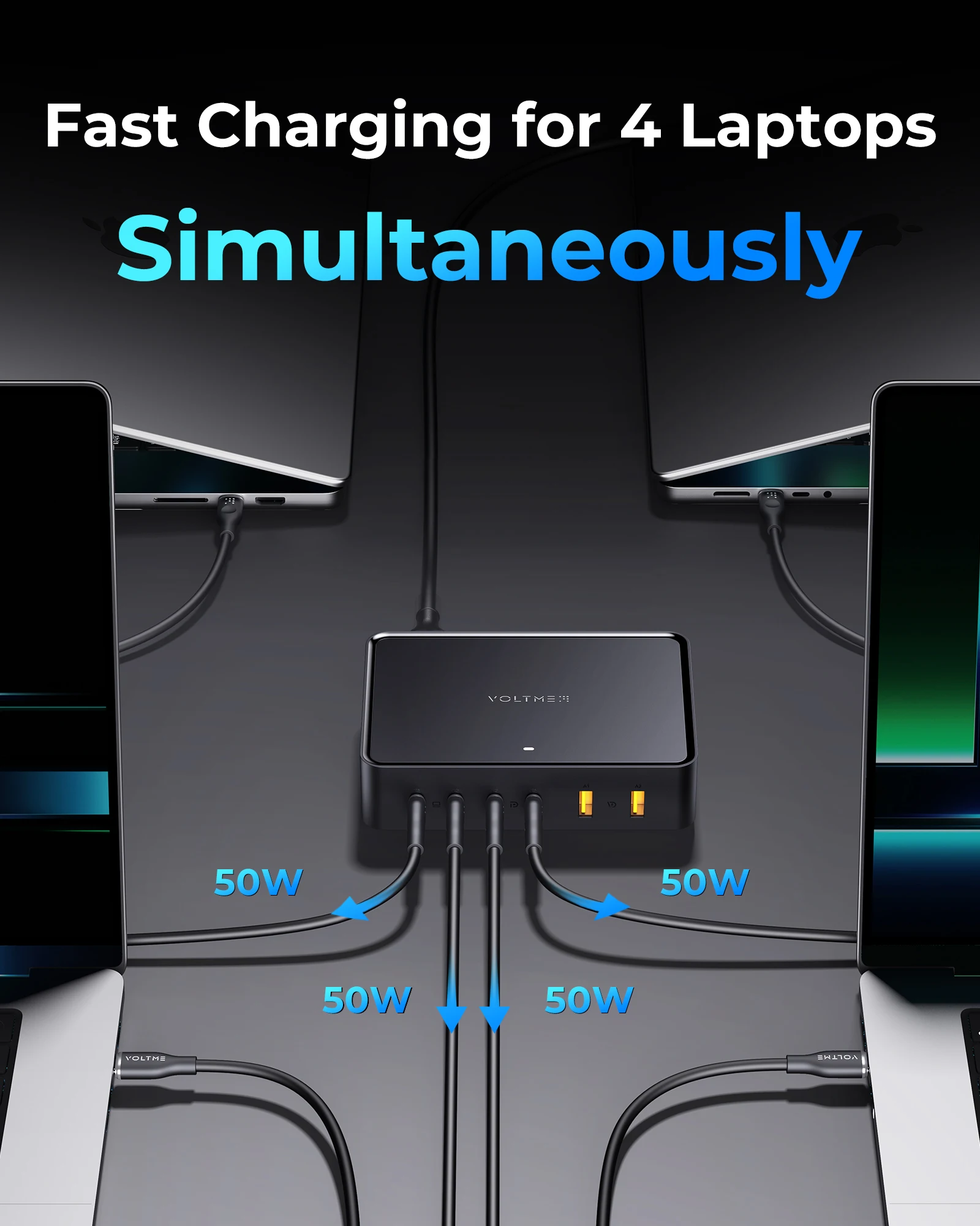 VOLTME 240W USB C 充電器 GaN 6 ポート デスクトップ高速充電