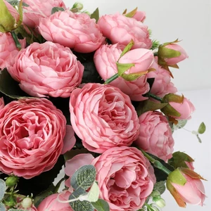 9 Heads 30cm Silk Rose Peony Bouquet Artificial Flowers DIY Wedding Home Garden Decoration Fake Flowers