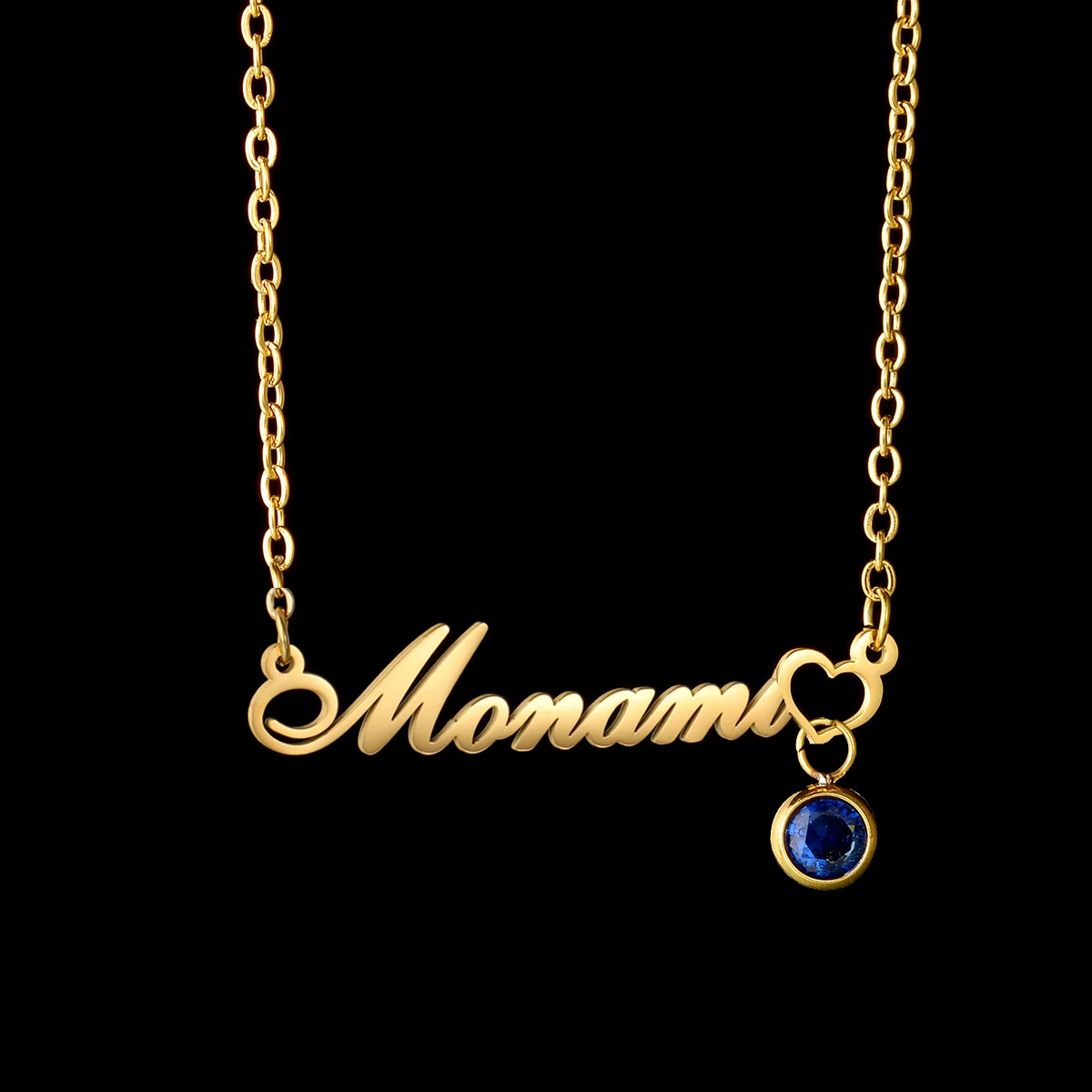 Engraved Necklace Mona Name Pendant Mona Name Locket Monica Name