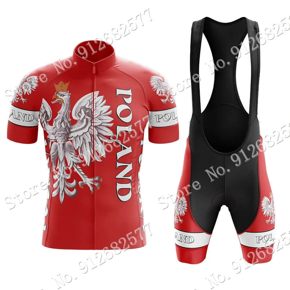 Poland Cycling Jersey Team Set Polish Mens Bicycle Clothing Road Bike Shirts Suit Bicycle Bib Shorts MTB Maillot Ropa