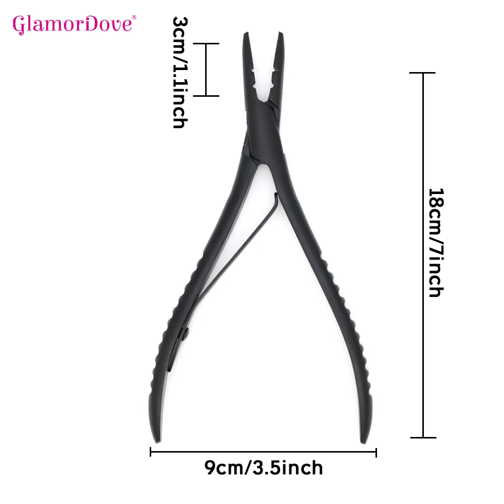 GlamorDove Hair Extension Pliers Kit with Threader Loop Tool With Micro Ring Application Pliers and Micro Beads Closer Opener