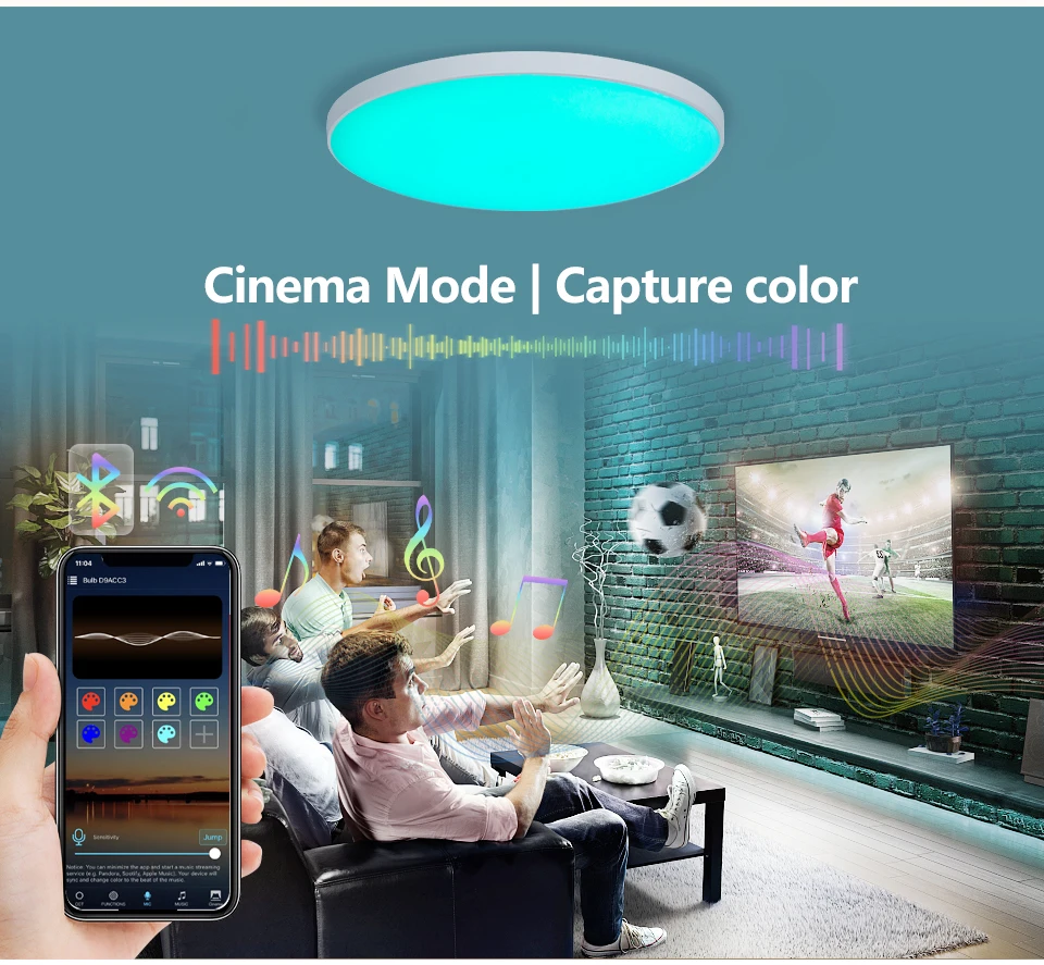 MANVIV RGB Smart Ceiling Lamp with Remote APP Voice with Alexa Google Control  220V Intelligent Lights for Bedroom Living Room