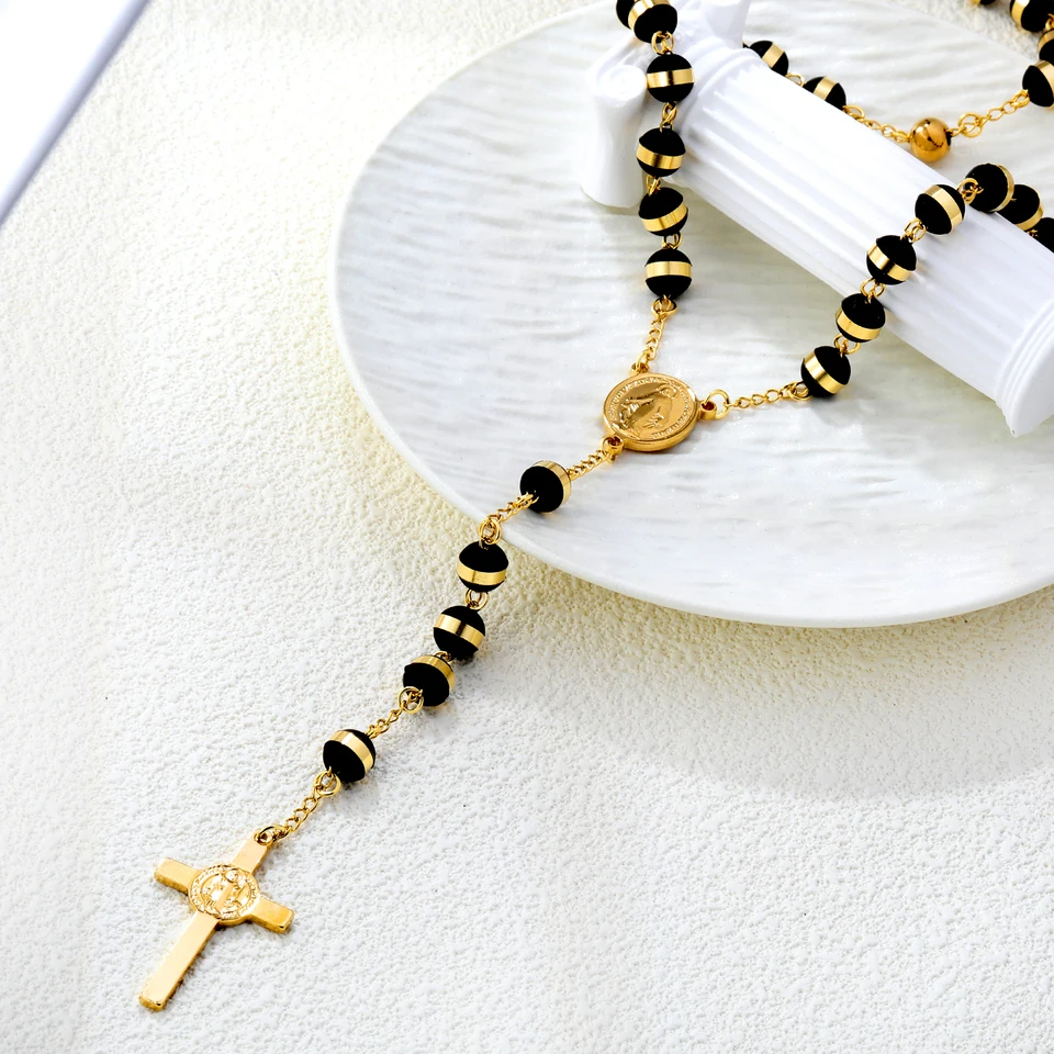 Collana Con Croce Gesù In Acciaio Inox – Ciondolo Religioso Inciso Per Uomo E Donna – Catena 45+5 Cm, Argento