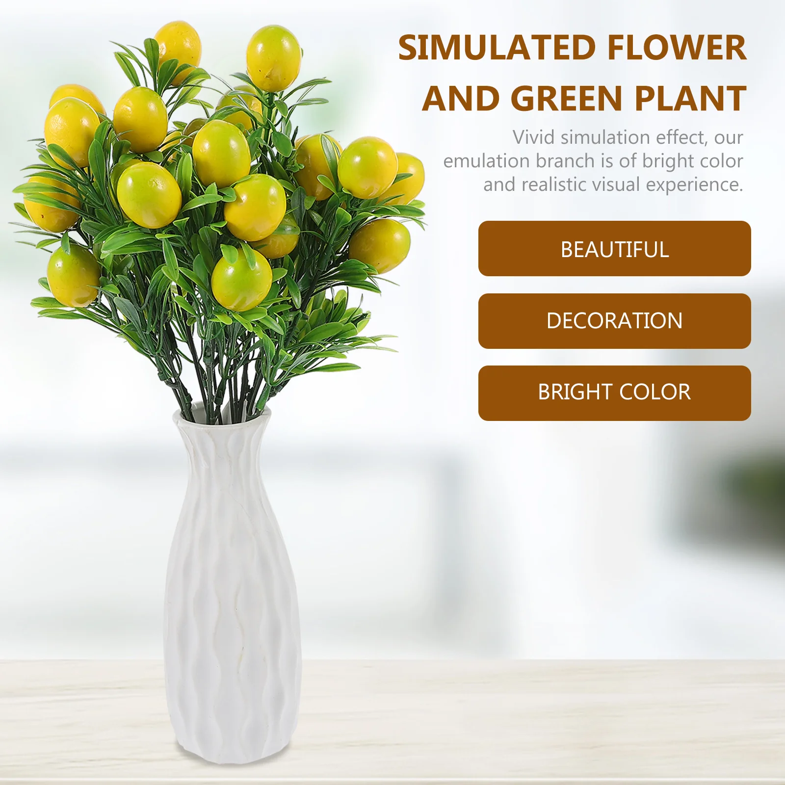 2pcs Artificial Lemon Branch Artificial Lemon Stem Decors Fake Fruit Branches Vase Filling Decors artificial fruits and vegetables