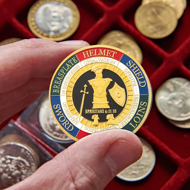 A Szuvenír Érmét Isten Egész Páncéljára Őrzi Katonák Megemlékező Érme Imádkozzatok Mindig Gyűjtemények - Image 3