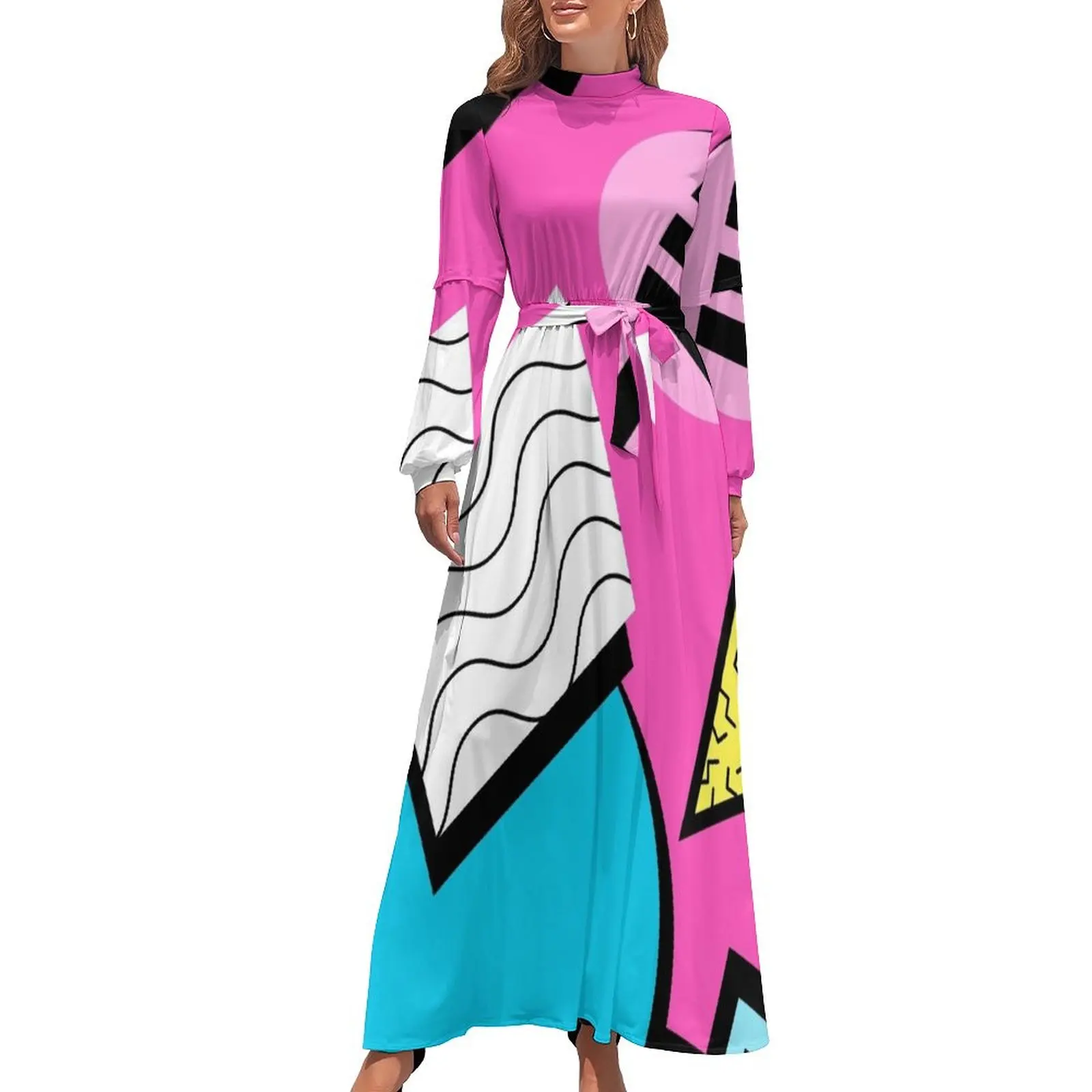 thumbnail image 1 of Vestido largo con diseño de Memphis de los años 80, vestidos de fiesta para mujer, vestidos de noche para mujer, vestidos de verano, 1 of 5