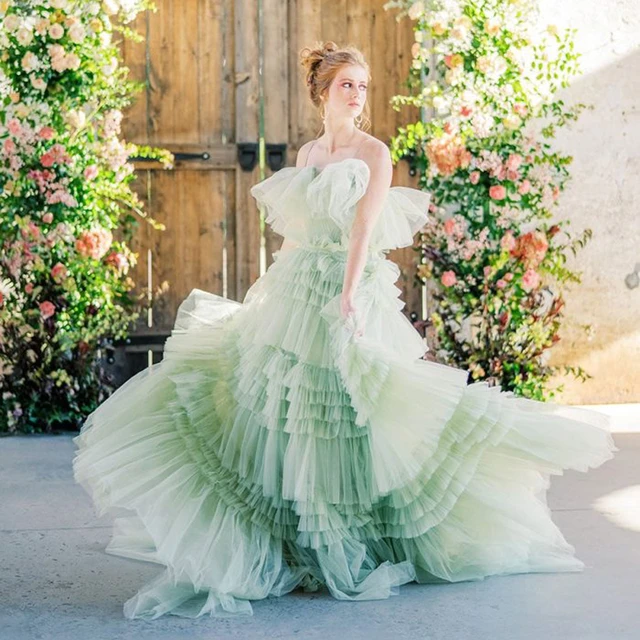 green color wedding dress