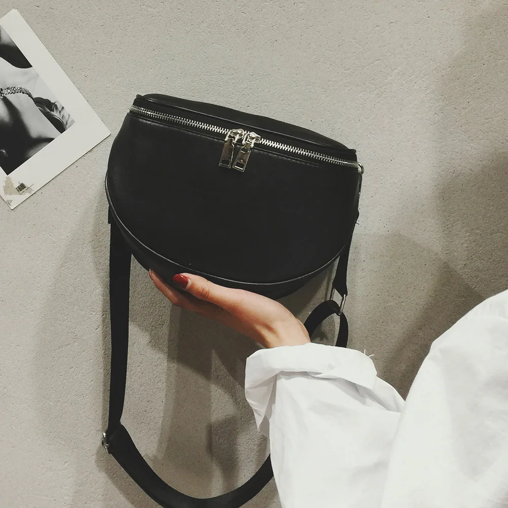 PU Messenger Bag Casual Zipper Fashion Unisex Waist Packs Solid Color Fanny Pack Simple Portable for Shopping Travel Daily Sport