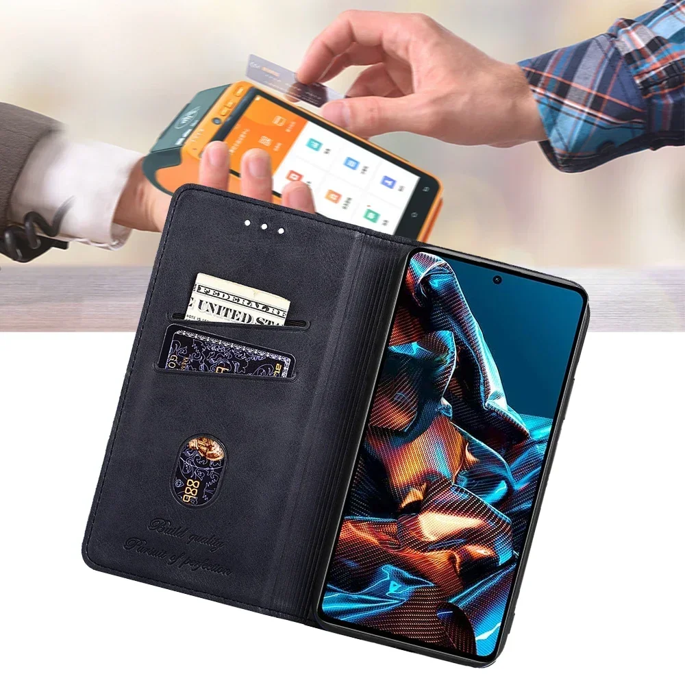 Leather Magnetic Flip Cover with Card Slot - Business Book Case