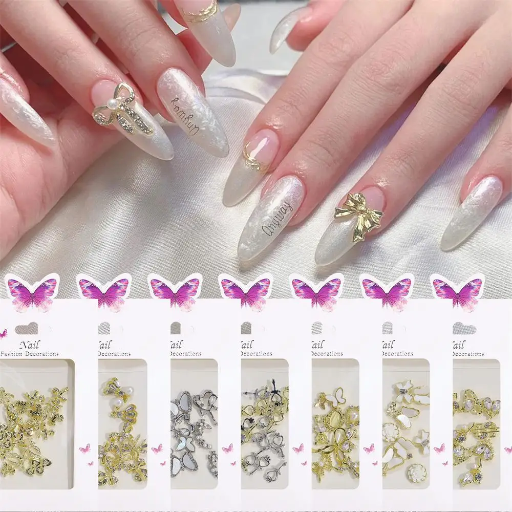 10pcs/Bag Ch Style Nail Charms Decoration Fashion Chic Bow Kawaii