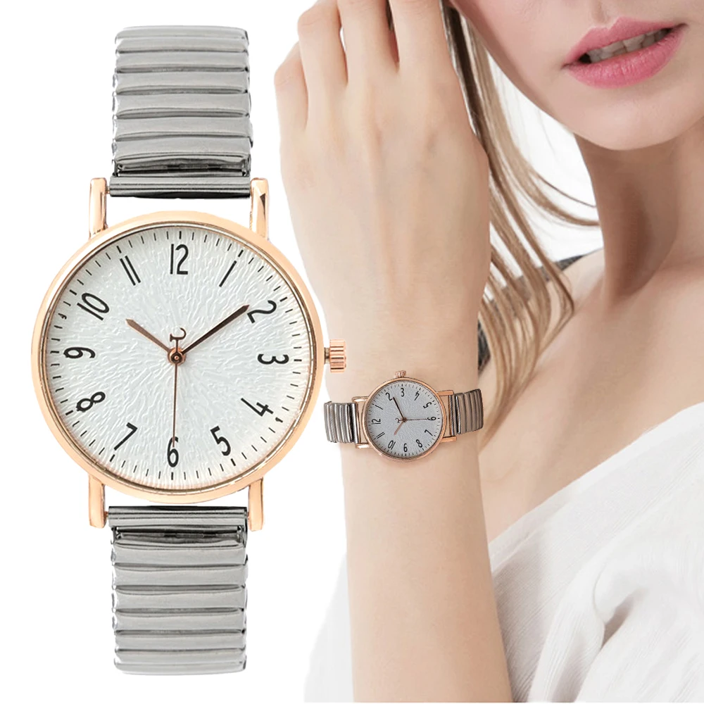 Montre à quartz à design numérique simple pour femmes, bracelet en acier inoxydable horloge pour dames montre habillée