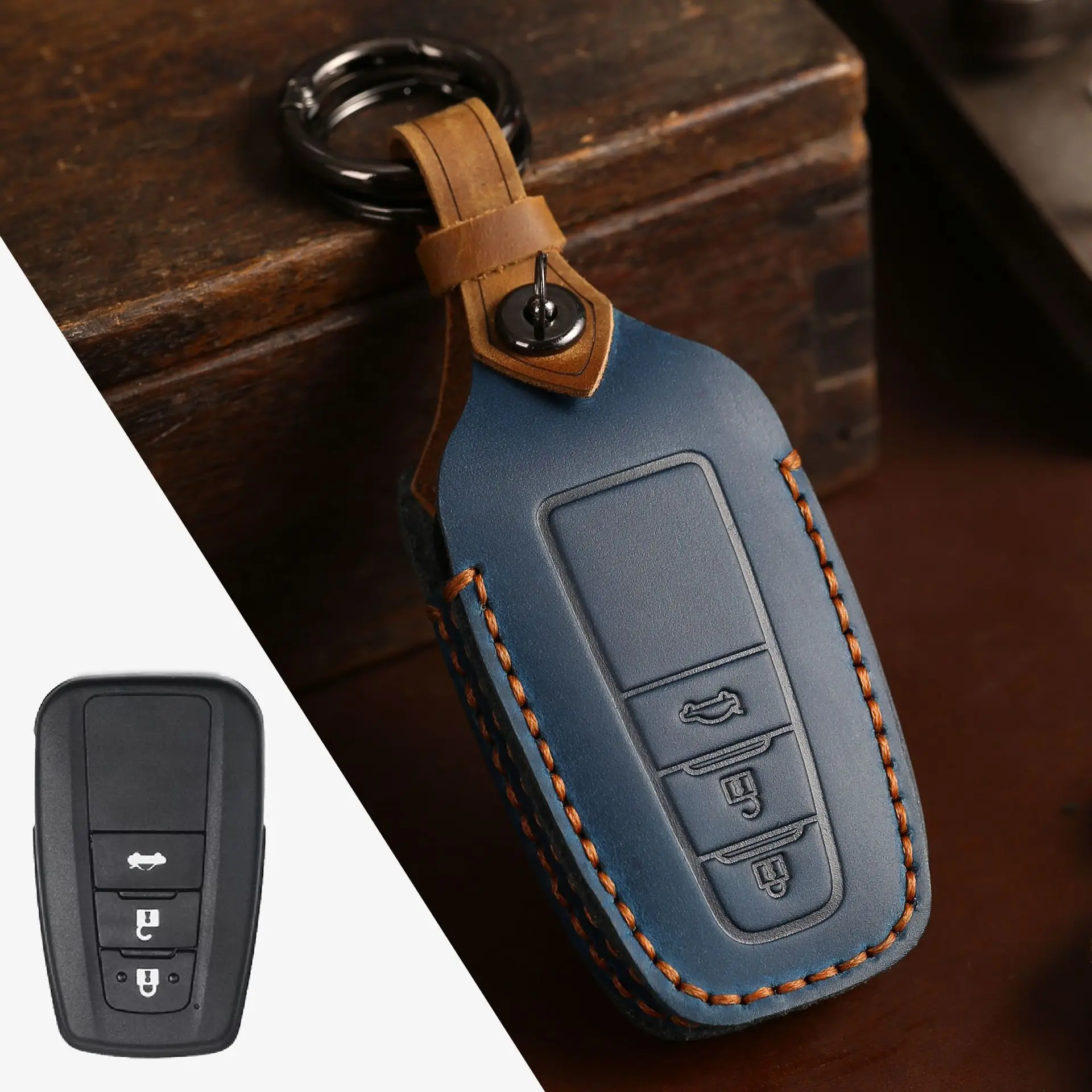 

Кожаный Автомобильный Брелок для ключей, чехол для Toyota CHR Camry Prius Land Cruiser Prado Furniture Corolla Yaris RAV4 Highlander Accessories