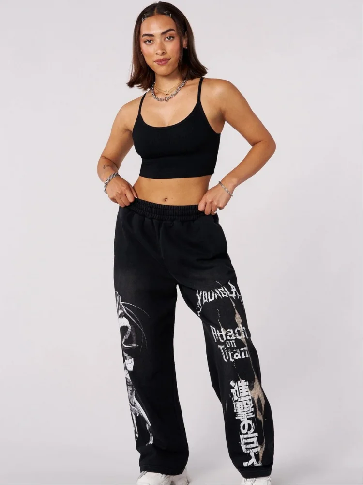 2025 New American Style Men's Pants Spring Autumn Anime Attack on Titan Print Jogger Cotton Loose Wide Leg Straight Pants 4
