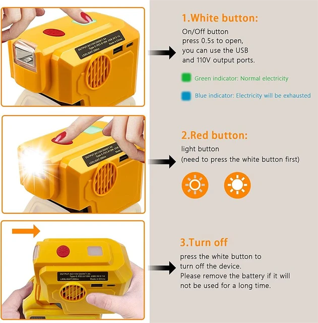 200W Power Supply Inverter For Milwaukee 18V Battery w/AC Outlet