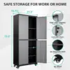 SISESOL Metal Storage Cabinet with Wheels Rolling Garage Tool Cabinet with Lock Gray Metal Shelves Home Office Shop 2