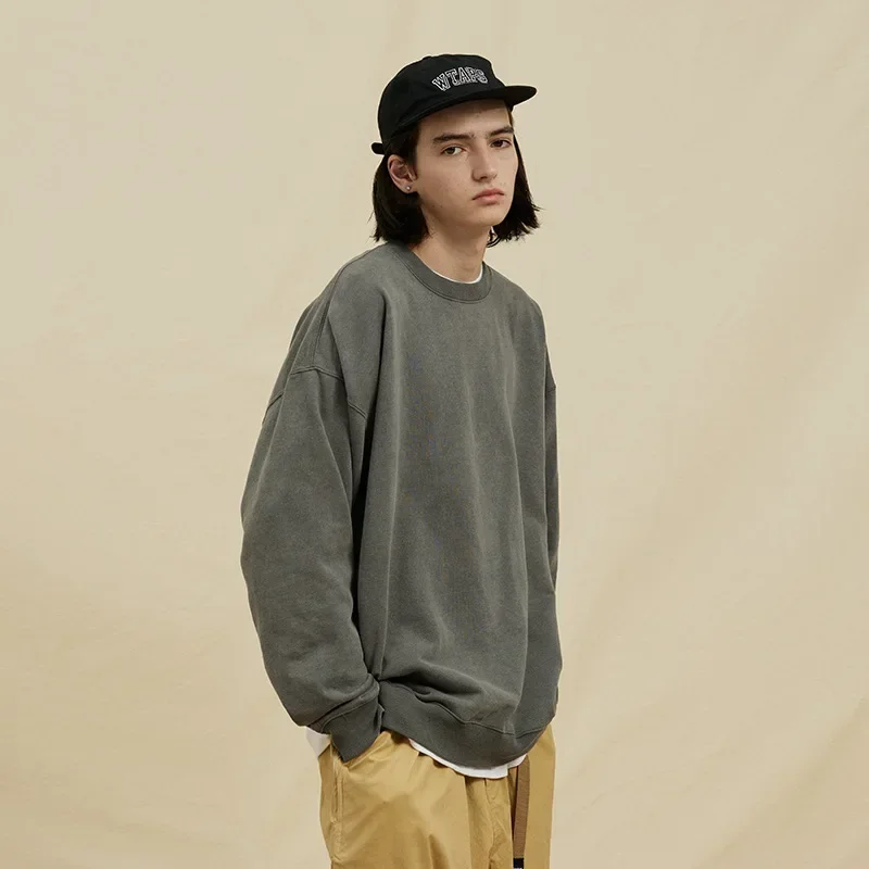 Autumn and Winter Cotton Sweater Washed Do Old Loose Fashion Round Neck Personalized Pullover Shirt Male Sweatshirt Streetwear