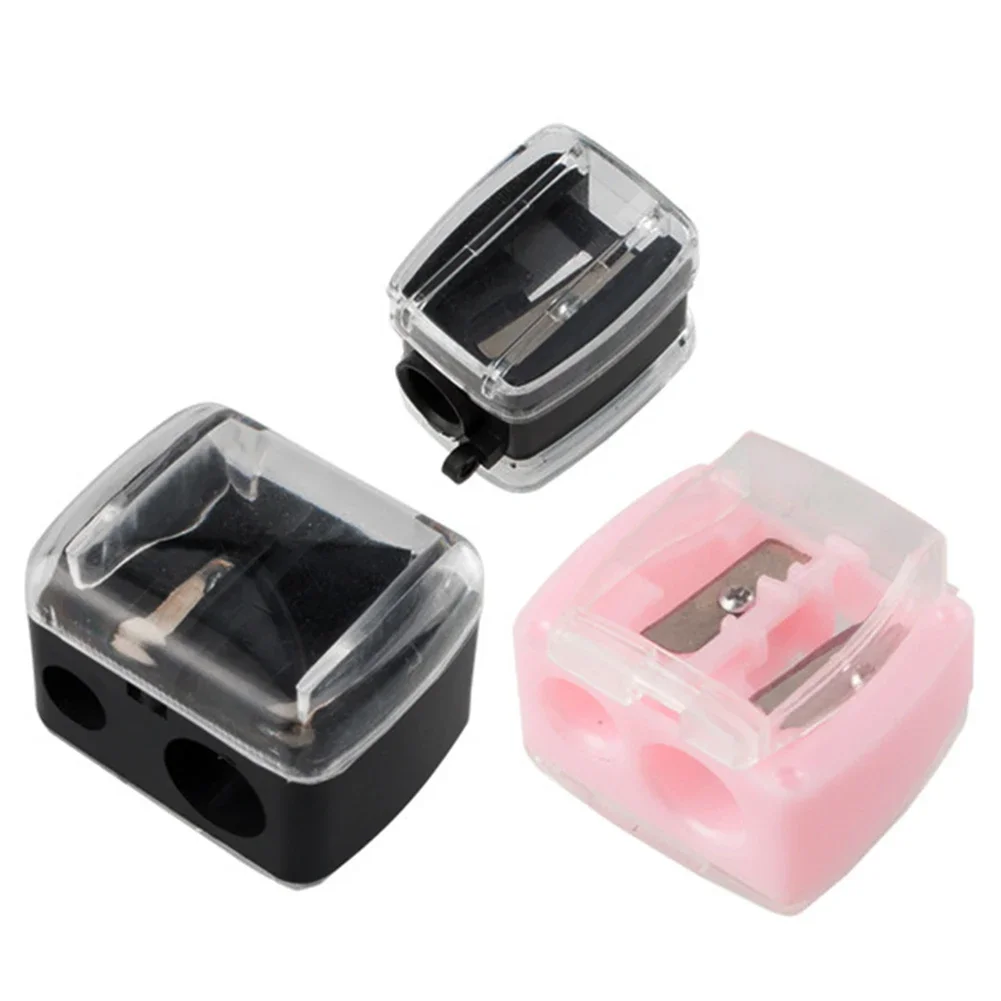 Pencil Sharpener Double Holes Precision Lipstick Eyebrow Cosmetic Pencil Sharpener Eyebrow Lip Liner Eyeliner Pencil Girls Gift School Supplies