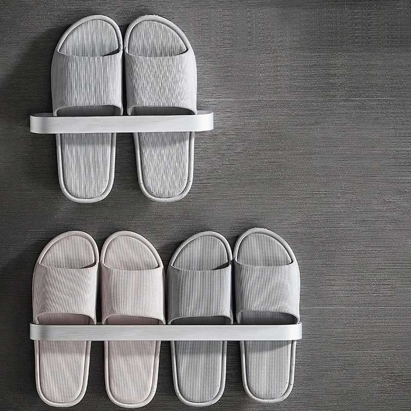 Aluminum Slipper Rack Wall Mount Bathroom Bedroom Shoe Hanging Holder Organizer Toilet Wall Door Towel Storage Shelf,shoe organizer